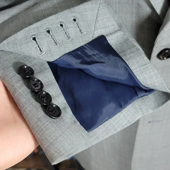 Indochino‎ Men's Sport Coat Blazer Two Button Gray Sharkskin Wool Size about 50L
